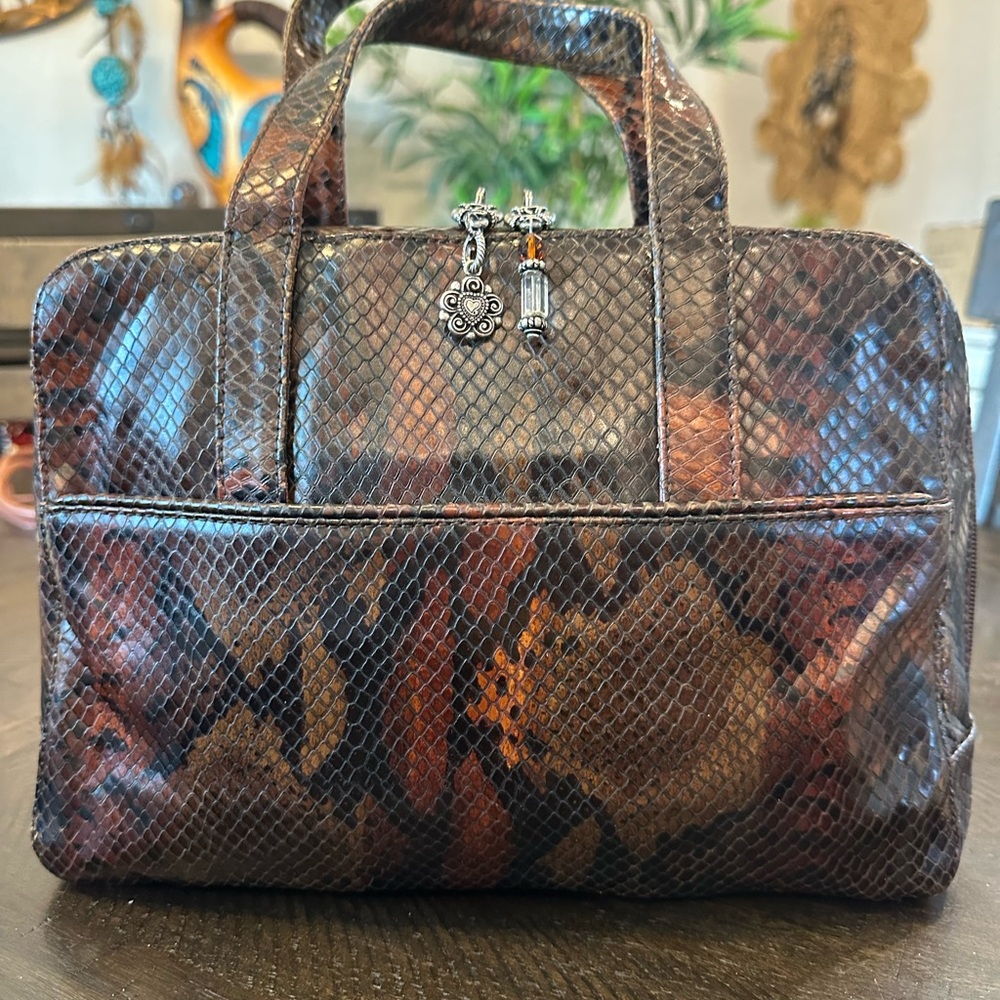 VICENZA Brown GENUINE  SNAKESKIN Satchel with Charms This is AMAZING